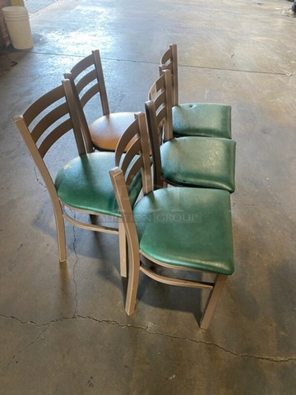 Green Cushioned Chairs! With Brown Metal Body! 5x Your Bid! - Image 3 of 6