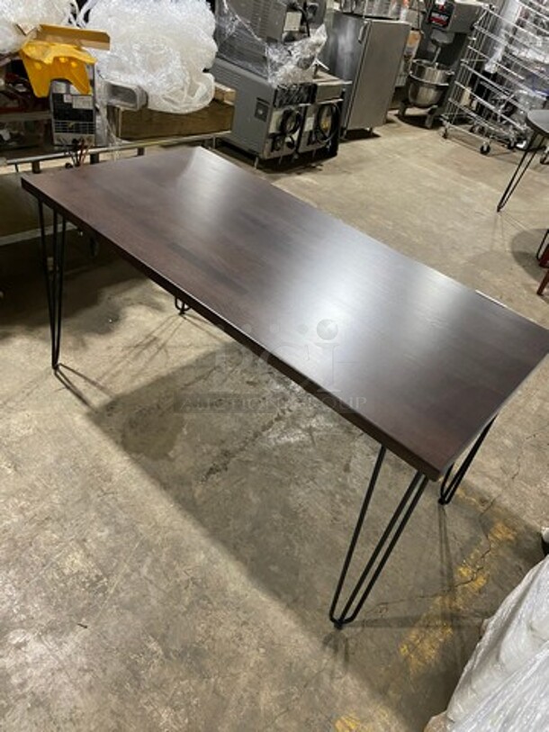 Brand New! Red Oak Rectanglur 1.5 Inch Thick BUTCHER BLOCK Style Solid Wood Walnut Finish Dining Table! On Metal Legs! - Image 4 of 8
