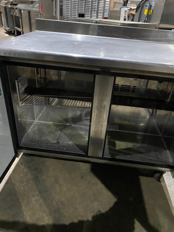 Turbo Air 2 Door Lowboy/Worktop Cooler! With Back Splash! With Metal Rack! All Stainless Steel! On Casters! Model: TWR-48SD SN: WT4R510002 115V 60HZ  - Image 7 of 10