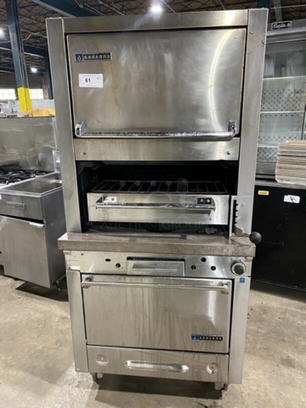 Garland Commercial Natural Gas Powered Upright Double Oven Char Broiler Grill! All Stainless Steel!