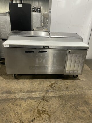 SWEEET! Delfield Model: 18672PTBM 72" Two Door Refrigerated Pizza Prep Table On Commercial Casters! 115V 1 Phase! 