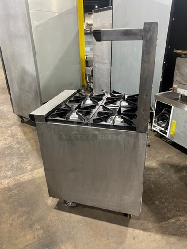 Commercial Natural Gas Powered 4 Burner Stove! With Raised Back Splash! With Oven Underneath! Stainless Steel Body! On Casters! - Image 3 of 11