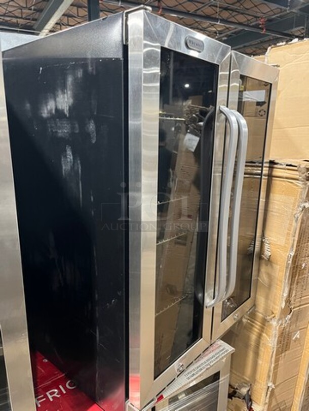 NEW! OUT OF THE BOX! SCRATCH-N-DENT! Whynter French Door Dual Zone Wine And Beer Can Cooler! With Through Doors! Wooden Wine Racks And Metal Racks! Model: BWB2060FDS - Image 5 of 5