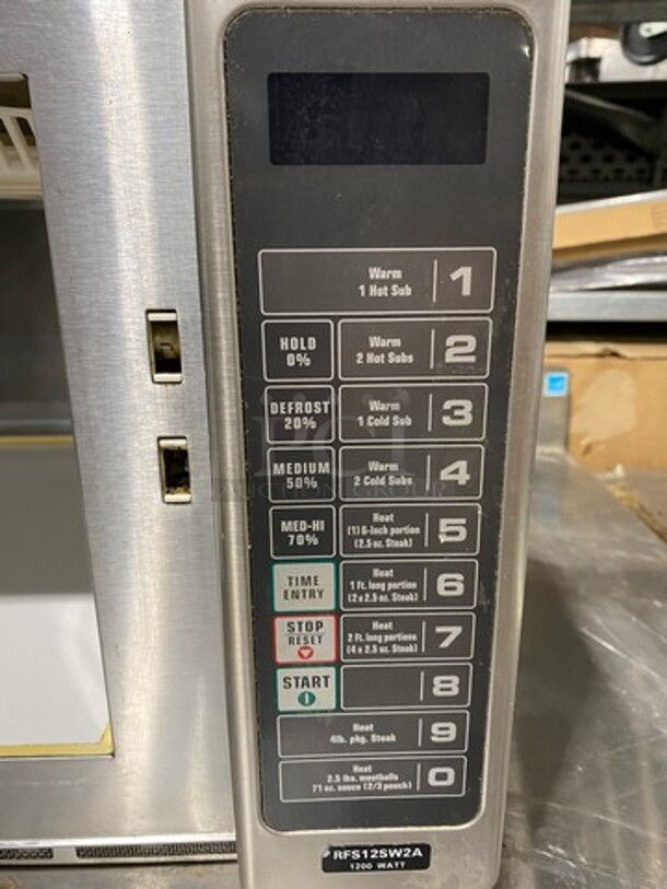 Amana Commercial Countertop Microwave Oven! Stainless Steel! Model: RFS12SW2A SN: 0806303836 120V 60HZ 1 Phase - Image 7 of 8