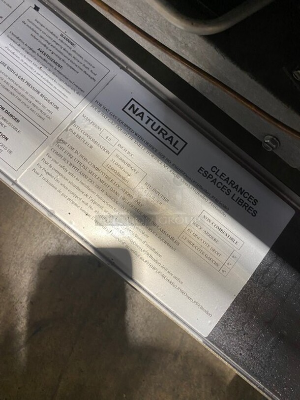 Cookline Stainless Steel Commercial Natural Gas Powered 2 Burner Range w/ Right Side Flat Top Griddle! With Oven And Back Splash! On Commercial Casters! - Image 10 of 11