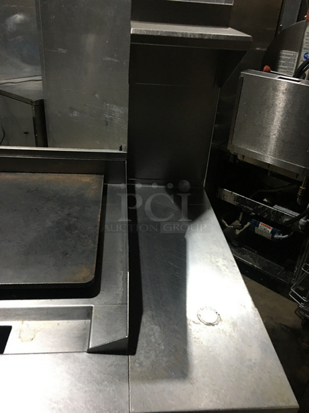 AMAZING! Southbend Commercial Heavy Duty Natural Gas Powered Double Plancha Workstation! With Dual Sided Work Ends! With Dual Sided Back Splash And Salamander Shelves! With Storage Space Underneath! All Stainless Steel! On Casters! Model: PC12CS SN: 16K51295 - Image 8 of 12