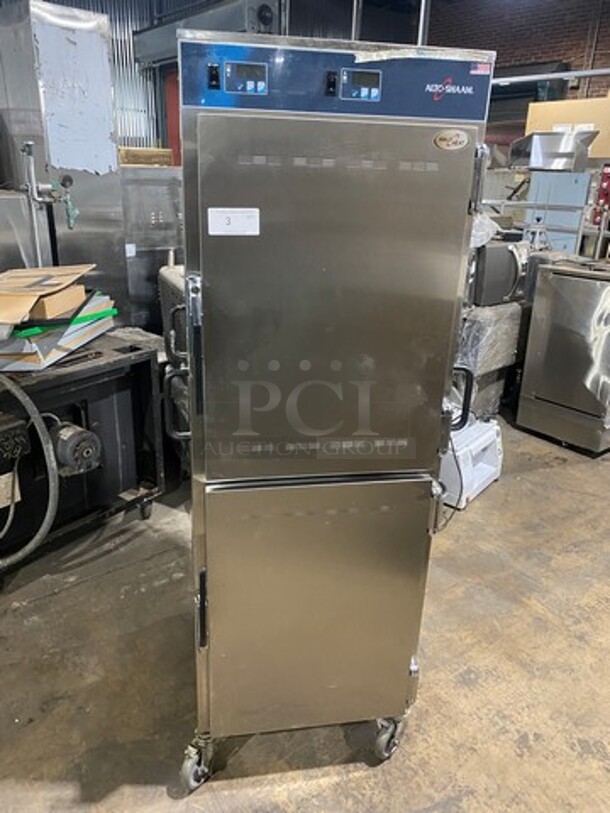 Alto Shaam Commercial Split Door Heated Holding Cabinet/ Food Warmer! All Stainless Steel! On Casters! WORKING WHEN REMOVED! Model: 1200UP SN: 1809890000 208/240V 60HZ 1 Phase