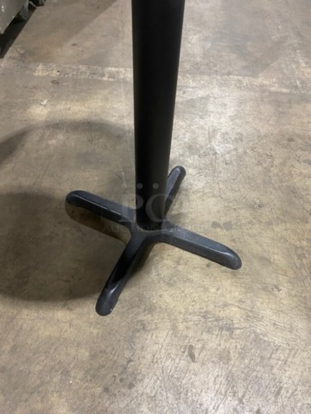 LIKE NEW! Round Wooden Pattern Table! With Black Metal Base! 2x Your Bid! - Image 3 of 4