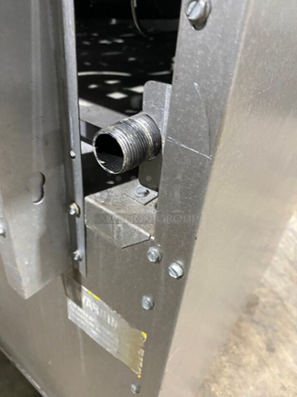 Patriot Commercial Natural Gas Powered 6 Burner Stove With Flat Griddle! Flat Griddle Has Side Splashes! With Raised Back Splash! With 2 Oven Underneath! Metal Oven Racks! All Stainless Steel! On Casters! Model: FMGR6024GNG SN: 17035100006 - Image 12 of 12