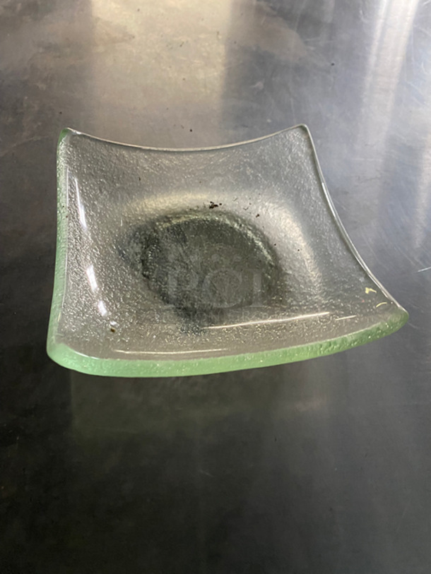 CUTE! Square 5" Crystal Clear Plates! Includes Black Poly Crate! - Image 3 of 6
