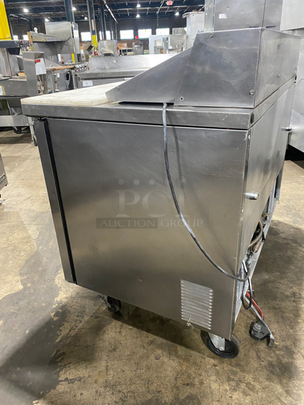 True Commercial Refrigerated Sandwich Prep Table! With Commercial Cutting Board! With 2 Door Underneath Storage Space! Poly Coated Racks! All Stainless Steel! On Casters! Model: TSSU4812 SN: 13941123 115V 60HZ 1 Phase - Image 3 of 10
