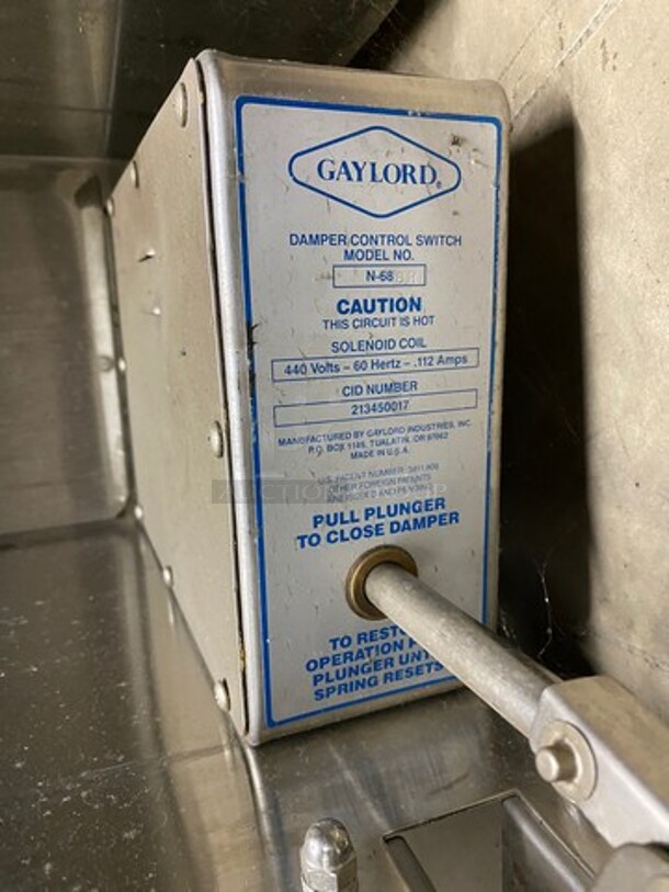 New! Never Used! Gaylord Heavy Duty Low Profile Commercial Hood! All Stainless Steel! Model: N68 - Image 7 of 8