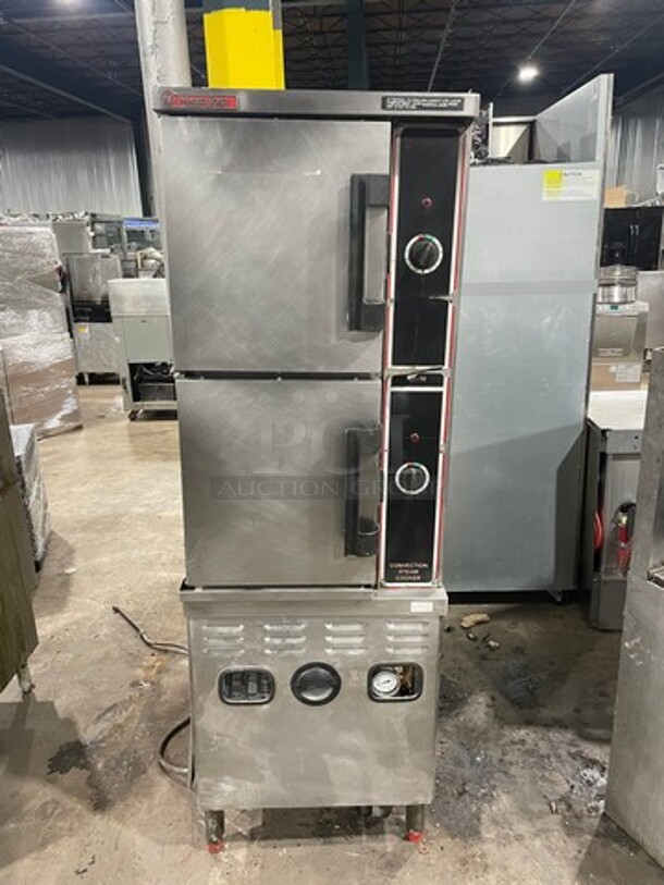Market Forge Natural Gas Powered Dual Cabinet Convection Steamer! Model ST10! All Stainless Steel! On Legs!  - Image 1 of 10