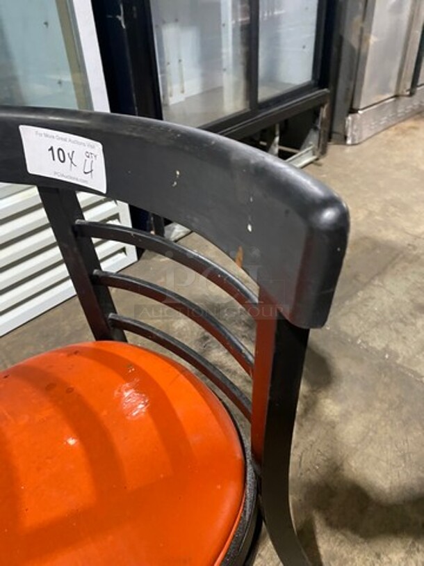 Orange Cushioned Chairs! With Black Wooden Body! 4x Your Bid! - Image 6 of 6