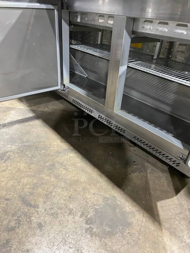 Fagor Commercial Refrigerated Sandwich Prep Table! With 3 Door Storage Space Underneath! Poly Coated Racks! All Stainless Steel! On Casters! Model: FMT7230 SN: 08090076M 120V 60HZ 1 Phase - Image 6 of 8