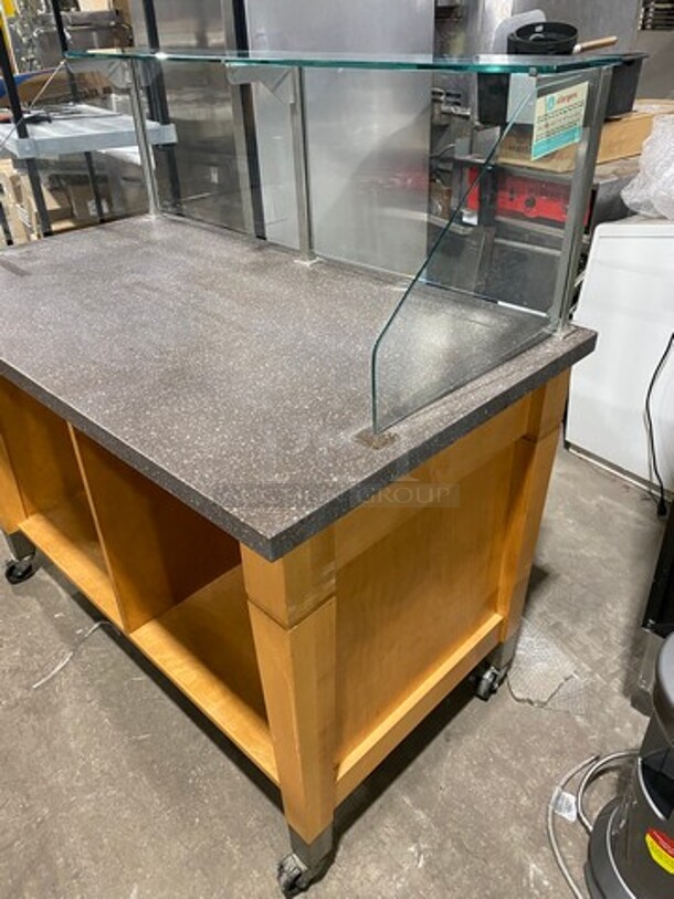 Commercial Food Prep/ Serving Station Counter! With Sneeze Guard! With Storage Space Underneath! On Casters! - Image 4 of 11