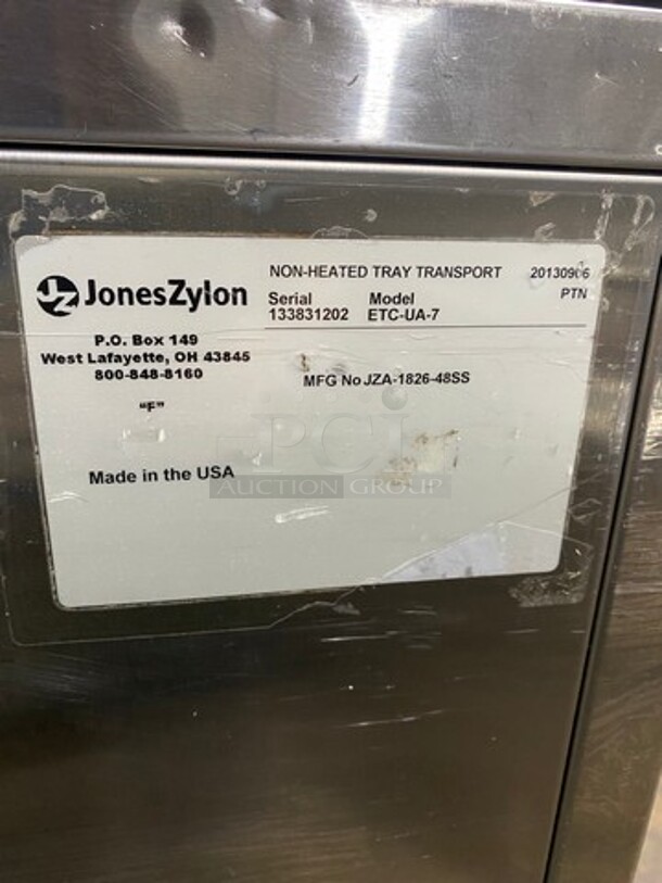 2013 Jones Zylon Commercial Single Door Dry Food Transport Cart! All Stainless Steel! On Casters! Model: ETCUA7 SN: 133831202 - Image 7 of 7