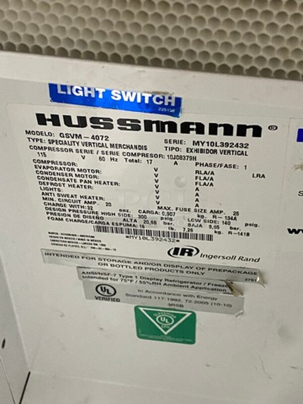 Hussman Commercial Refrigerated Grab-N-Go Open Case Merchandiser! With View Through Sides! With Front Cover! Model: GSVM4072 SN: MY10L392432 115V 60HZ 1 Phase - Image 6 of 8