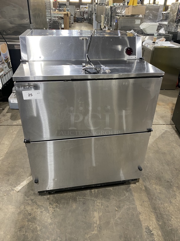 True Stainless Steel Commercial Milk Cooler on Commercial Casters! Eletric Powered! MODEL: TMC-34-S SN:1-4828353 115 Volts, 1 Phase!  - Image 1 of 7