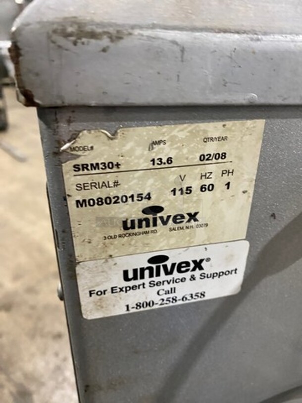 NICE! Univex Commercial 30 Quart Planetary Mixer! With Mixing Bowl And Guard! With Paddle Attachment! Model: SRM30 SN: M08020154 115V 60HZ 1 Phase! Working When Removed! - Image 5 of 10