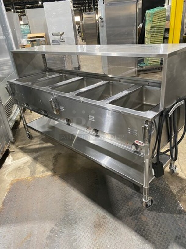 Eagle Commercial Electric Powered 5 Well Steam Table! With Storage Space Underneath! All Stainless Steel! On Casters! Model: YSPHT5 SN: 2008990235 208V 60HZ 1 Phase - Image 5 of 12
