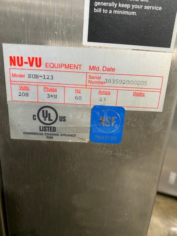 Nuvu Commercial Baking Center Oven Proofer Combo! With Metal Oven Racks! Stainless Steel! On Casters! Model: SUB123 SN: 383592000205 208V 60HZ 3 Phase - Image 8 of 9