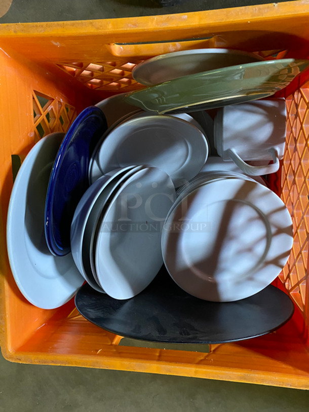 MISELLANEOUS! Assorted Size And Style Dishware! Includes Black Poly Crates! 3x Your Bid! - Image 7 of 9