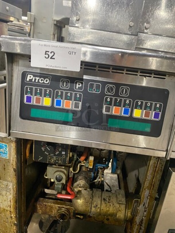 PITCO Soltice Series Frialator Stainless Steel Commercial Natural Gas Powered 3 Bay Deep Fat Fryer! Model SSH60 Serial G12FC026375! On Commercial Casters! - Image 9 of 10