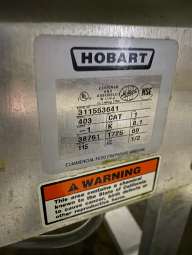 Hobart Commercial Countertop Meat Tenderizer Machine! Stainless Steel Body! Model: 403 SN: 311553641 115V 60HZ 1 Phase - Image 7 of 8