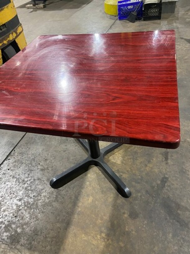 Wooden Pattern Top Square Table! With Black Metal Base! - Image 4 of 6