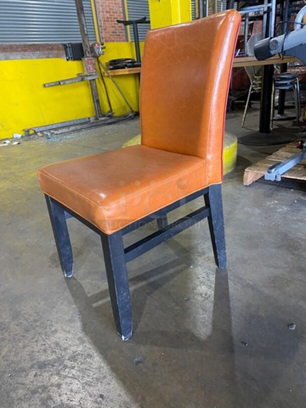 NICE! Orange Cushioned Chair! With Black Wooden Legs! 3x Your Bid - Image 8 of 9