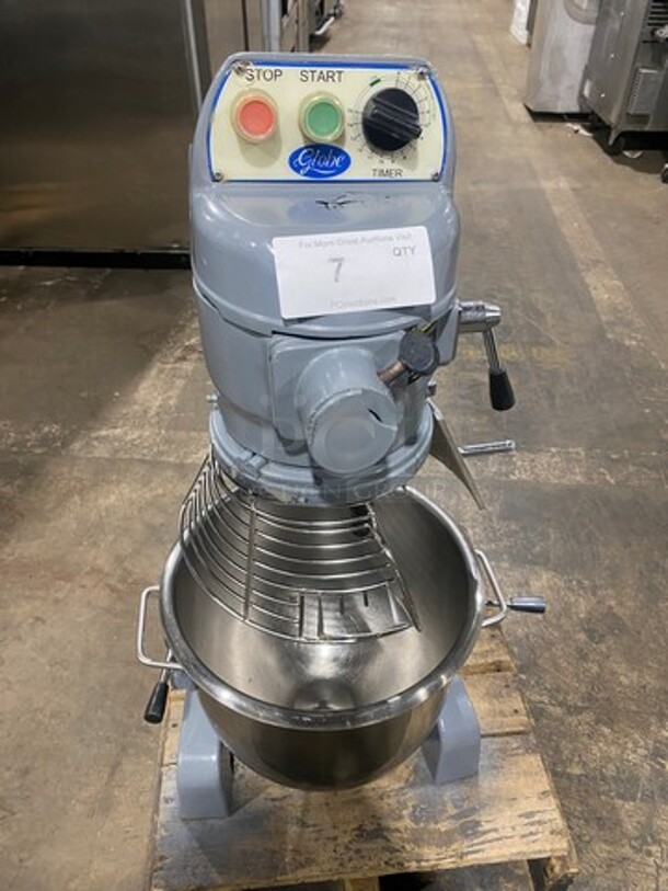 Sweet! Globe 20 Quart Commercial Planetary Mixer! With Stainless Steel Bowl & Guard! 120V 1 Phase! 