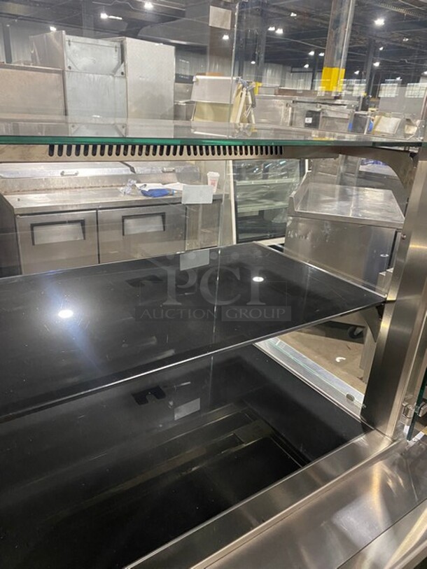 RPI Commercial Heated Display Case Merchandiser! Glass All Around! With Rear Access Doors! Stainless Steel Body! On Legs! WORKING WHEN REMOVED! Model: VIHD234RSQCC SN: 11197731 208/230V  - Image 5 of 8