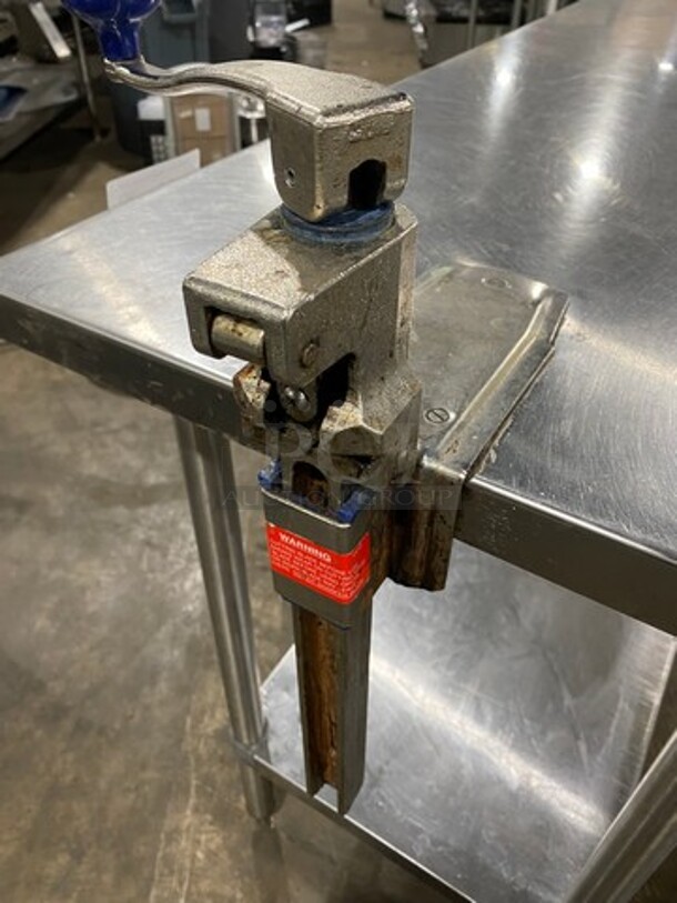 Solid Stainless Steel Work Top/ Prep Table! With Mounted Can Opener! With Storage Space Underneath! On Legs! - Image 7 of 8