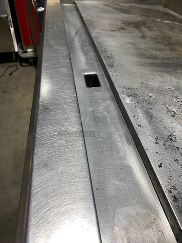 Commercial Countertop Natural Gas Powered Flat Top Griddle! With Back & Side Splashes! On Equipment Stand! With Underneath Storage Space! All Stainless Steel! On Casters! - Image 6 of 9