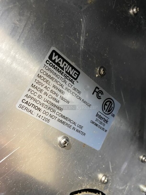 Waring Commercial Countertop Electric Powered Single Burner Induction Range! Model: WIH400 SN: 141205 120V - Image 6 of 7