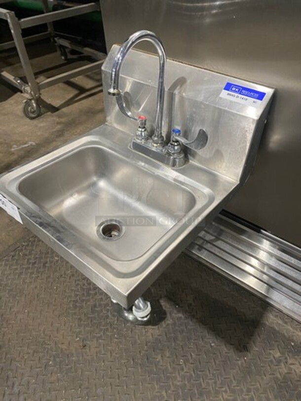 BK Resources Commercial Stainless Steel Hand Sink! With Back Splash! With Faucet And Handles! Model: BKHSD1410 - Image 2 of 8