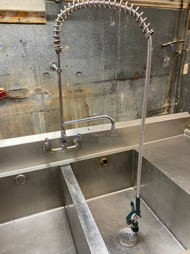 Advance Stainless Steel Commercial 3 Compartment Dish Washing Sink! With Dual Side Drain Board! With Faucet And Handles! Each Compartment 24x30 Excellent For Full Size Sheet Pans! - Image 8 of 9