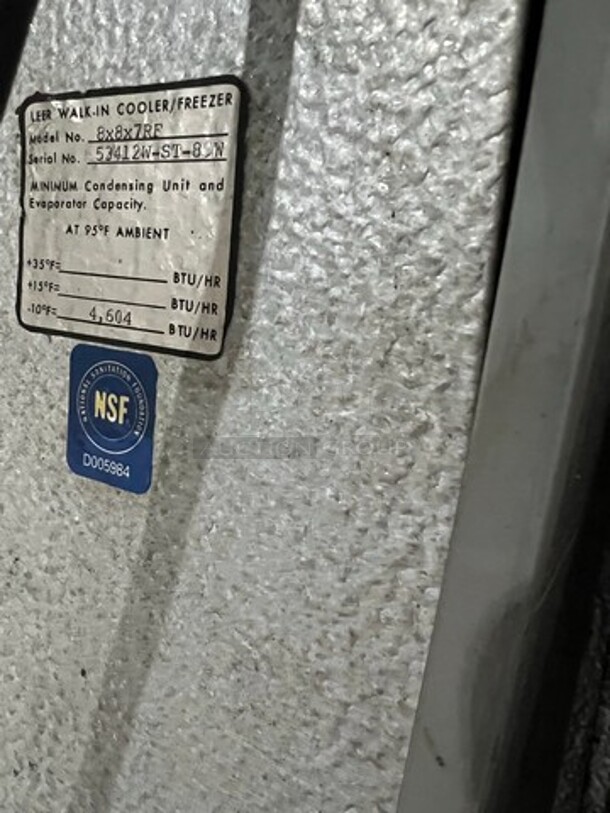 WOW! Leer Commercial 8x8 Walk In Freezer! With Floor! With Compressor And Blower! Model: 8X8X7RF SN: 53412WST8W - Image 12 of 12