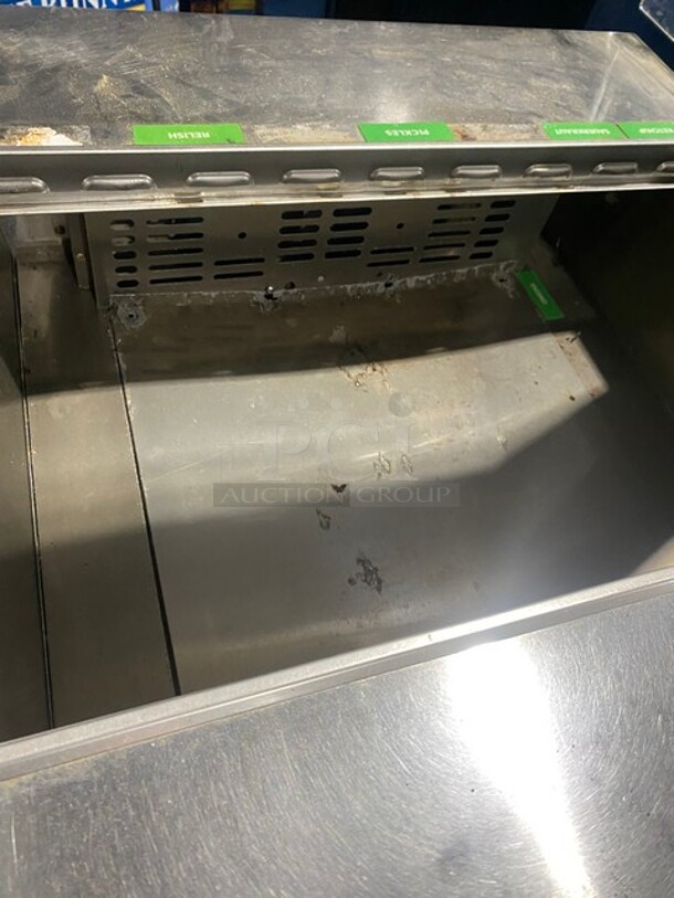 Turbo Air Refrigerated Salad Bar Island! Single Door Storage Space Underneath! All Stainless Steel! Model MST28711S SN:MS2T803217 115V  - Image 8 of 10