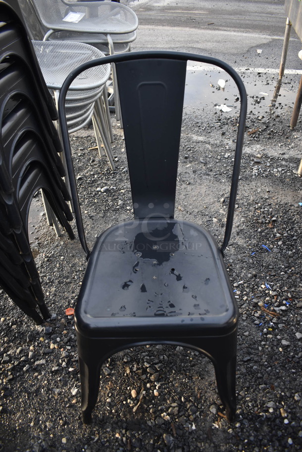 8 Black Metal Tolix Style Dining Chairs. 17x18x33. 8 Times Your Bid
