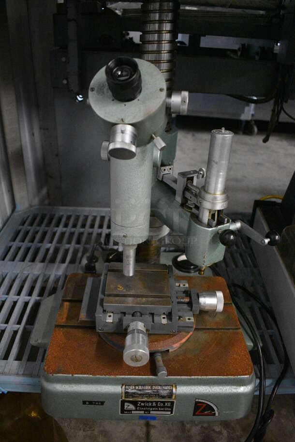 Zwick & Co Model Z 323 Metal Countertop Hardness Testing Machine w/ Cover. 16x14x22