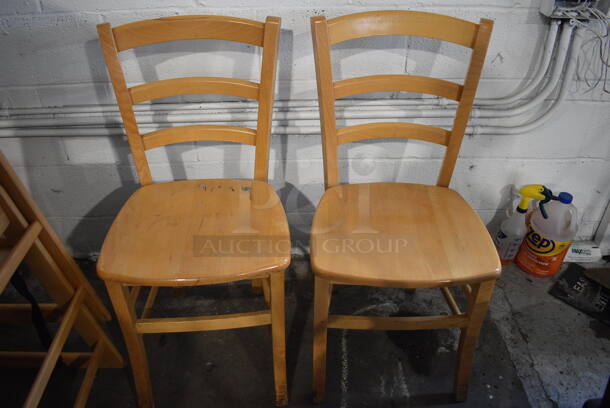 2 Wood Pattern Dining Chairs. 16x17.5x34. 2 Times Your Bid!