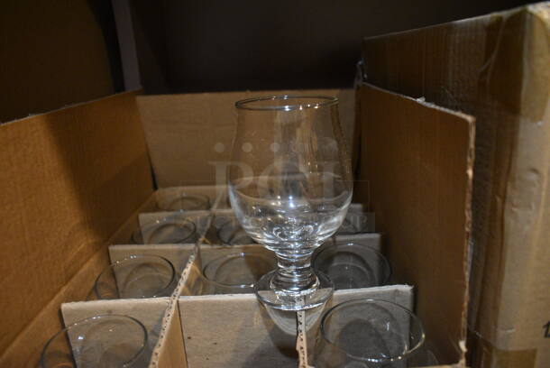 2 Boxes of 12 BRAND NEW Libbey 3817 Belgian Beer Glasses. 3x3x5. 2 Times Your Bid! (glass room - off of bar area)