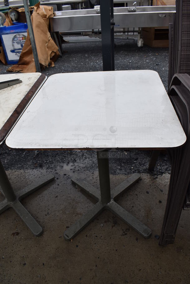 6 Ikea White Tables on Metal Table Base. 24x28x29.5. 6 Times Your Bid!
