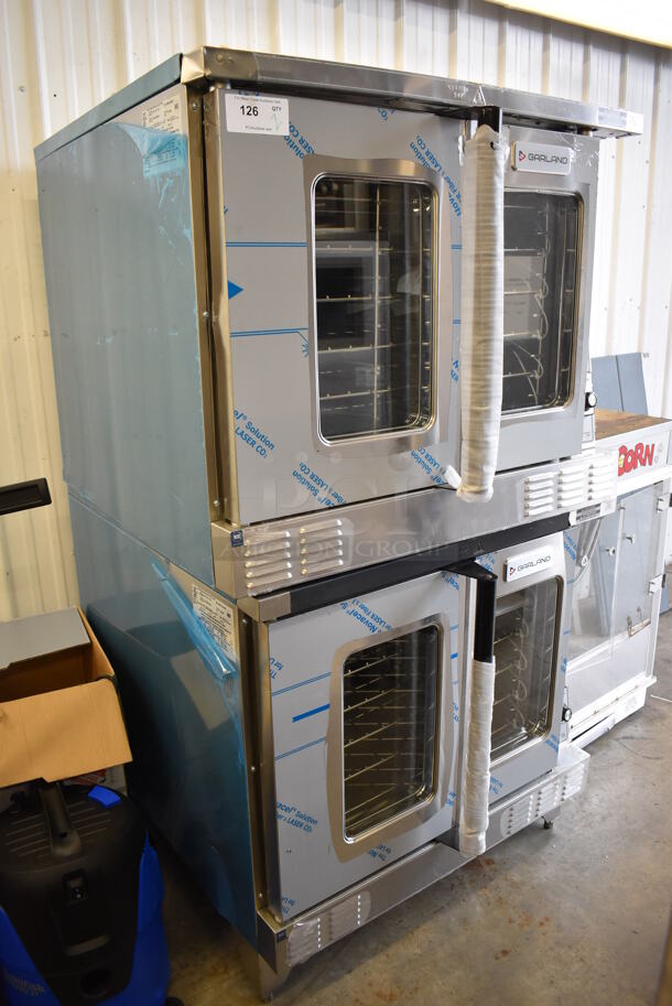 2 BRAND NEW SCRATCH AND DENT! 2022 Garland MCO-GS-10S Master 200 Natural Gas Powered Full Size Convection Ovens w/ View Through Doors, Metal Oven Racks and Thermostatic Controls. 60,000 BTU. 38x38x71. 2 Times Your Bid!