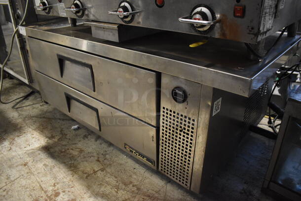 2015 True TRCB-52-60 Stainless Steel Commercial 2 Drawer Chef Base on Commercial Casters. 115 Volts, 1 Phase. 60x32x25. Tested and Working!