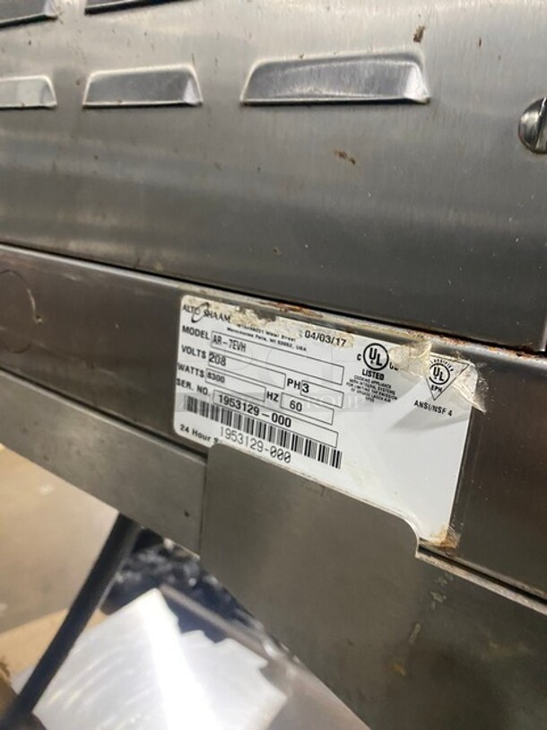 Amazing! RARE FIND! Alto-Shaam Commercial Chicken Rotisserie Oven! With 7 Spits! With Curved Glass! With Built In VENTLESS HOOD! Model AR-7EVH Serial 1953129000! 208V 3 Phase! On Stand With Casters! WORKING WHEN REMOVED! - Image 8 of 10