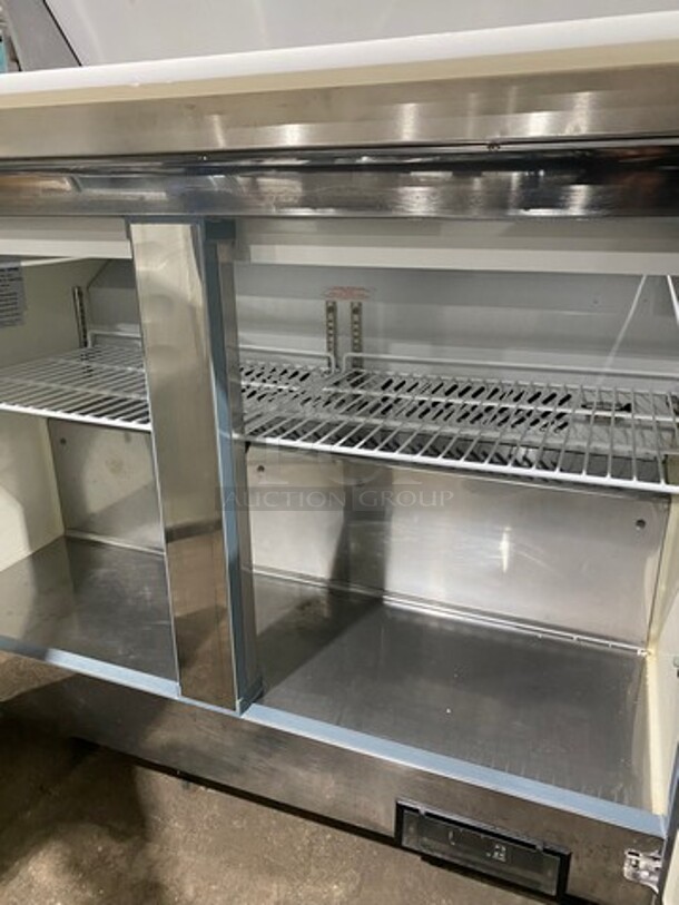 Kool It Commercial Refrigerated Sandwich Prep Table! With Commercial Cutting Board! With 2 Door Underneath Storage Space! All Stainless Steel! On Small Casters! Model: KSP48M SN: KSP48M7058040 115V 60HZ 1 Phase - Image 6 of 11