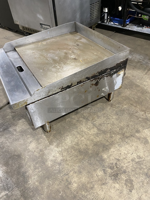 NICE! COOK RITE Stainless Steel Commercial Countertop Natural Gas Powered 24 Inch Flat Top Griddle! On Legs! Working When Removed!  - Image 3 of 7